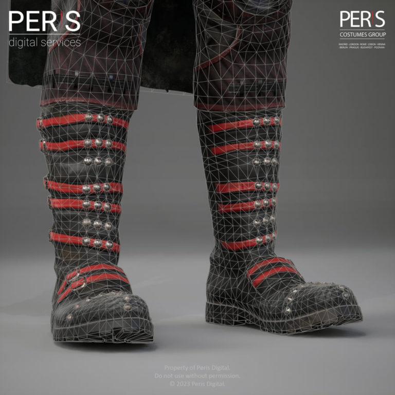 Boots_Wireframe Apocalyptic_Boy Wardrobe 3D Character Peris Digital